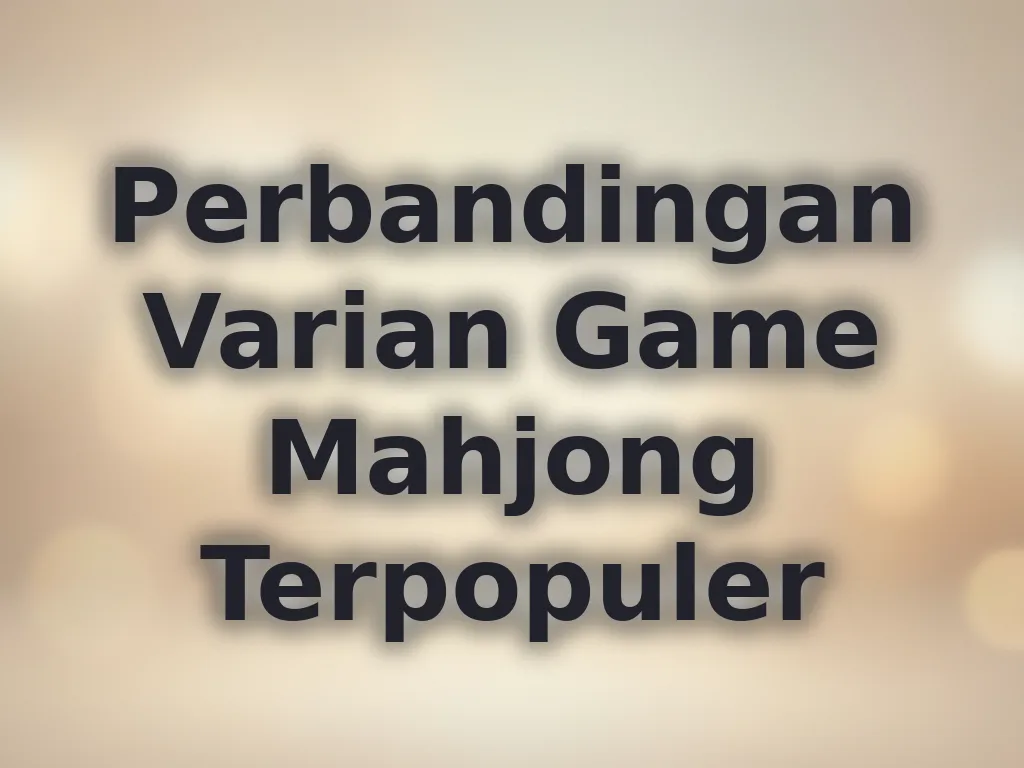 Perbandingan Varian Game Mahjong Terpopuler